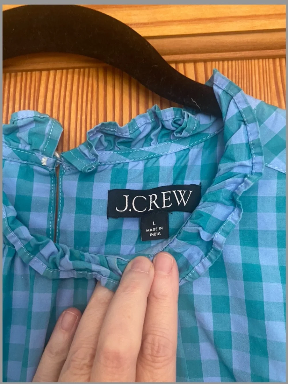 JCREW Smocked Cotton Poplin Puff-Sleeve Top in Gingham